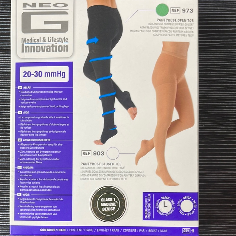 NEO G compression pantyhose open toe Multiple sizes